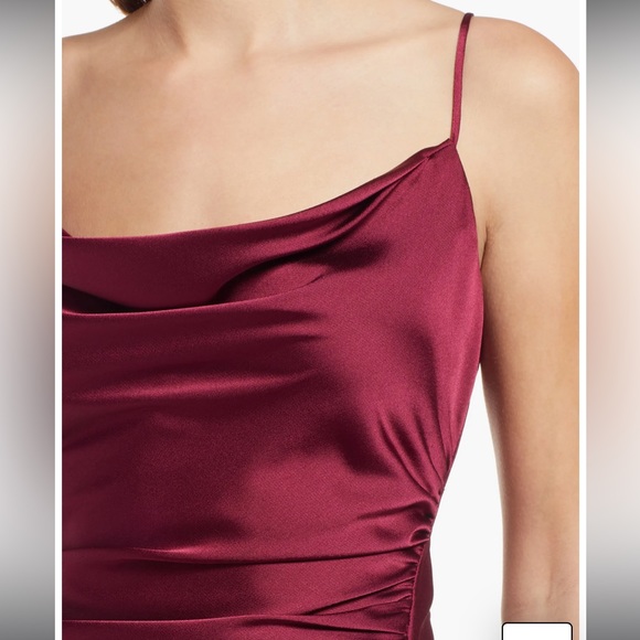 Floret Studios Ruched Slip Dress New With Tags Size Small Midi Length Wine Red - Picture 8 of 14